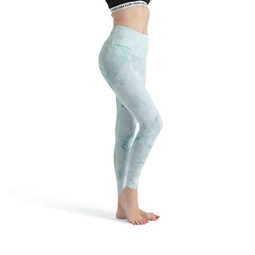 Bannihorse Leggings de mujer con textura de mármol, para yoga, sexy, de tejido ligero, elásticos, estilo moderno, para entrenamiento, color blanco XS