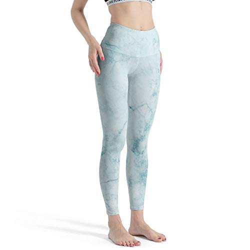 Bannihorse Leggings de mujer con textura de mármol, para yoga, sexy, de tejido ligero, elásticos, estilo moderno, para entrenamiento, color blanco XS