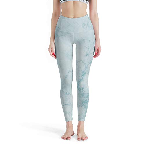 Bannihorse Leggings de mujer con textura de mármol, para yoga, sexy, de tejido ligero, elásticos, estilo moderno, para entrenamiento, color blanco XS