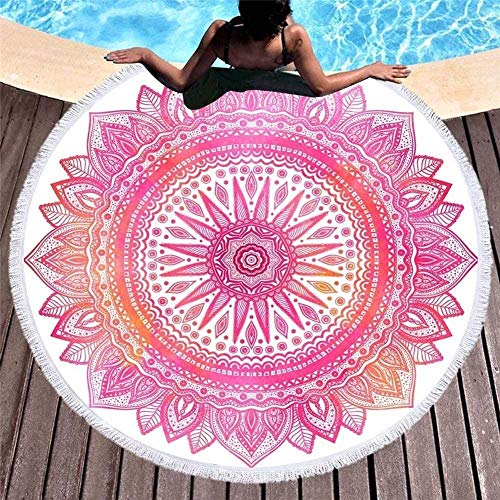 Baño Textiles de baño Toallas Toallas de playa Round Beach Towel Oversized Throw Blanket,Microfiber Fabric with Tassels Fringe Colorful Floral Skull Plant,60inch Large Picnic Mat Pool Towels Yoga Mat