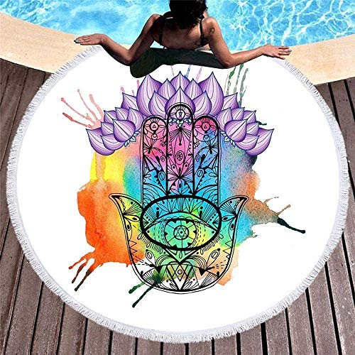 Baño Textiles de baño Toallas Toallas de playa Round Beach Towel,Elegant, Quick-Drying, Picnic matRound Beach Towel Big Lighthouse Hippie Happy Youth Towel Extra Sand Blanket Yoga mat and Tassel