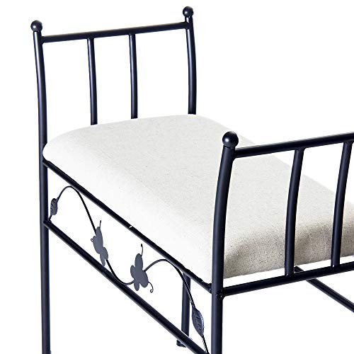 Banqueta pie de Cama de Metal Negra de 64x68x30 cm - LOLAhome Banqueta pie de Cama de Metal Negra de 64x68x30 cm - LOLAhome
