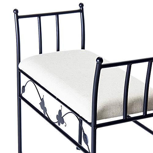 Banqueta pie de Cama de Metal Negra de 64x68x30 cm - LOLAhome