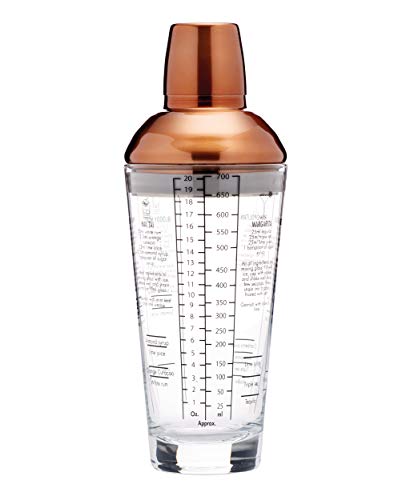 Bar Craft 650 ml acabado de cobre Luxe Lounge coctelera Boston de cristal