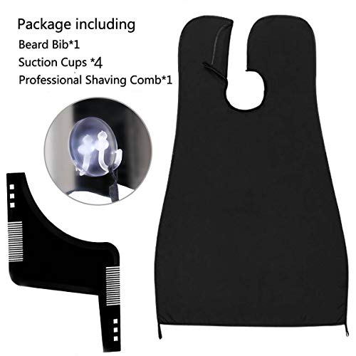 Barba Delantal con Peine de afeitar profesional, BeYself Babero para barba con ventosa - Dejen de Estorbar su Fregadero Capa para Afeitar Regalo para Hombre (Negro) Barba Delantal con Peine de afeitar profesional, BeYself Babero para barba con ventosa - Dejen de Estorbar su Fregadero Capa para Afeitar Regalo para Hombre (Negro)