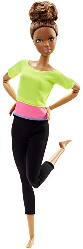 Barbie Fashionista Made to Move, Muñeca articulada top color amarillo, juguete +3 años (Mattel DHL83)