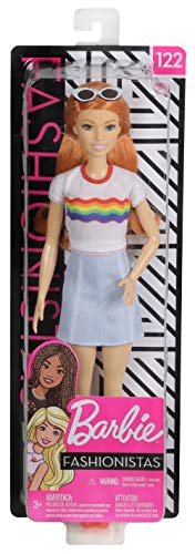 Barbie - Fashionista Muñeca Pelirroja con Camiseta de Arcoiris (Mattel FXL55) , color/modelo surtido