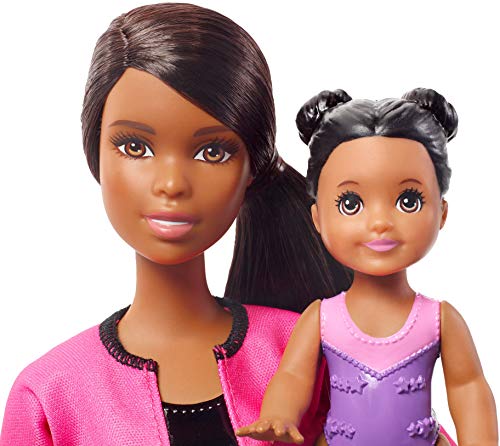 Barbie Quieo Ser Gimnasta artística - Muñeca morena con niña y accesorios (Mattel FXP40)