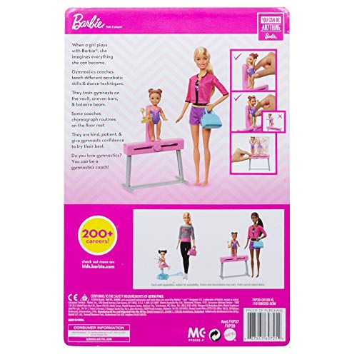 Barbie Quieo Ser Gimnasta artística - Muñeca rubia con niña y accesorios (Mattel FXP39)