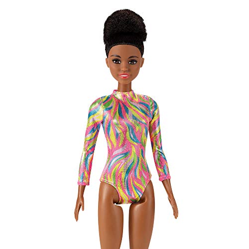 Barbie quiero ser gimnasta rítmica muñeca morena y accesorios para niñas + 3 años (Mattel GTW37)