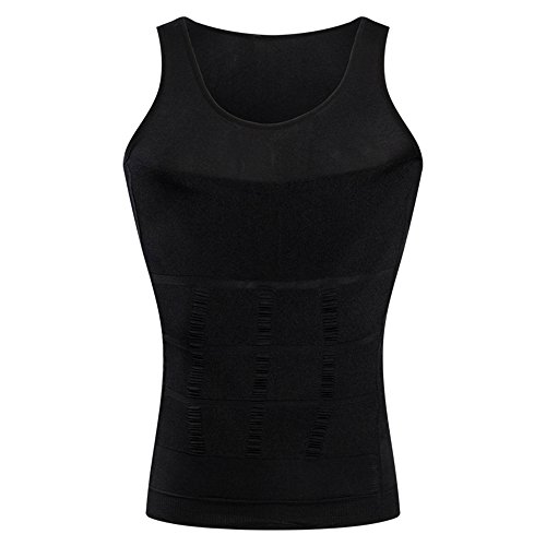 BaronHong Gynecomastia compresión Camisa Chaleco para Ocultar Hombre Boobs Moobs Adelgazamiento Mens Shapewear Aplastar Abdomen Entero (Negro, M)