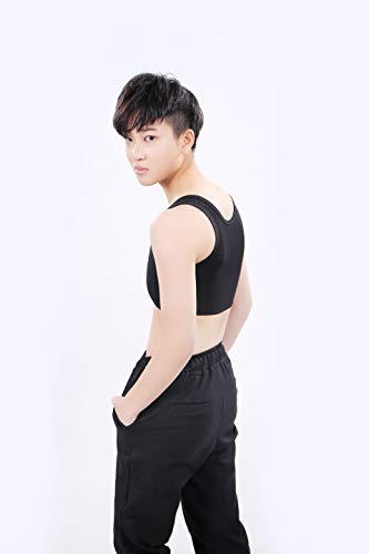 BaronHong Tomboy Trans Lesbian Media Longitud Cuello Pectoral Banda elástica Fuerte (Negro, S) BaronHong Tomboy Trans Lesbian Media Longitud Cuello Pectoral Banda elástica Fuerte (Negro, S)