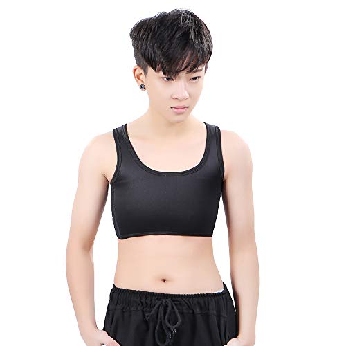 BaronHong Tomboy Trans Lesbian Media Longitud Cuello Pectoral Banda elástica Fuerte (Negro, S) BaronHong Tomboy Trans Lesbian Media Longitud Cuello Pectoral Banda elástica Fuerte (Negro, S)