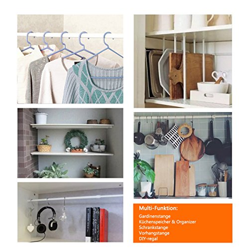 Barra de cortina extensible, de acero inoxidable, resistente y duradera, color blanco, 82 zu 150 cm Barra de cortina extensible, de acero inoxidable, resistente y duradera, color blanco, 82 zu 150 cm