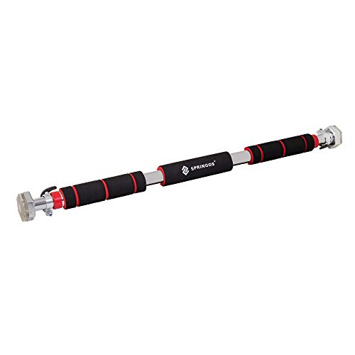 Barra de dominadas SPRINGOS | 60 – 100 cm | 300 kg | Barra de Puerta | Color Negro | Brazo | Entrenamiento de Abdominales | Ajuste Individual | Sujeción Segura (Plata, 60 – 100 cm) Barra de dominadas SPRINGOS | 60 – 100 cm | 300 kg | Barra de Puerta | Color Negro | Brazo | Entrenamiento de Abdominales | Ajuste Individual | Sujeción Segura (Plata, 60 – 100 cm)
