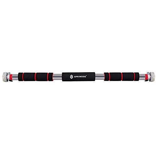 Barra de dominadas SPRINGOS | 60 – 100 cm | 300 kg | Barra de Puerta | Color Negro | Brazo | Entrenamiento de Abdominales | Ajuste Individual | Sujeción Segura (Plata, 60 – 100 cm) Barra de dominadas SPRINGOS | 60 – 100 cm | 300 kg | Barra de Puerta | Color Negro | Brazo | Entrenamiento de Abdominales | Ajuste Individual | Sujeción Segura (Plata, 60 – 100 cm)