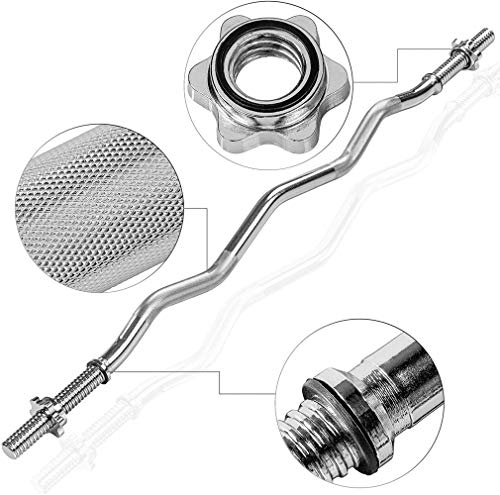 Barra de Musculación de Pesas con 2 Collares,Barra de Entrenamiento para Biceps y Triceps,Diámetro de 25 mm Barra Curl Z para Entrenamiento Fitness,Peso 10 libras/12 Libras1.5M(5ft) Ø 25mm Barra de Musculación de Pesas con 2 Collares,Barra de Entrenamiento para Biceps y Triceps,Diámetro de 25 mm Barra Curl Z para Entrenamiento Fitness,Peso 10 libras/12 Libras1.5M(5ft) Ø 25mm