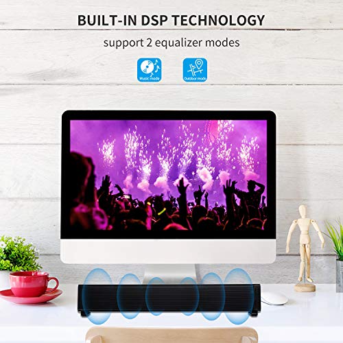 Barra de Sonido, Fityou Altavoces PC Sobremesa 20W Bluetooth 5.0 Altavoz con Cable e Inalámbrico Altavoz Recargable estéreo con alimentación USB para TV/Smartphones/Ordenador/USB/TF