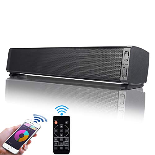 Barra de Sonido, Fityou Altavoces PC Sobremesa 20W Bluetooth 5.0 Altavoz con Cable e Inalámbrico Altavoz Recargable estéreo con alimentación USB para TV/Smartphones/Ordenador/USB/TF