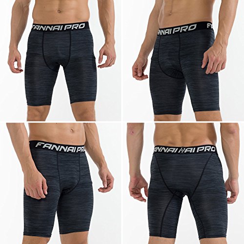 Barrageon Pantalón Corto Tight de Comprensión para Hombre Mallas de Deportivos Secado Rápido para Ejercicio Gimnasio Cross Training Correr Baloncesto Jogging-L