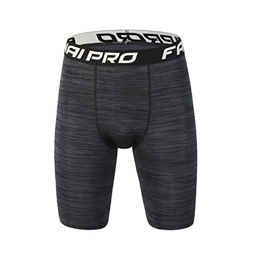 Barrageon Pantalón Corto Tight de Comprensión para Hombre Mallas de Deportivos Secado Rápido para Ejercicio Gimnasio Cross Training Correr Baloncesto Jogging-L