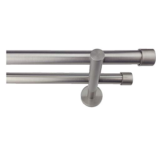 Barras de Cortina - Conjunto Tapón Doble Barra Acero INOX. Largo 2 Metros Barras de Cortina - Conjunto Tapón Doble Barra Acero INOX. Largo 2 Metros