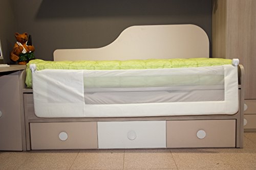 Barrera de cama nido para bebé, 180 cm. Modelo osito y luna beige. Barrera de seguridad.