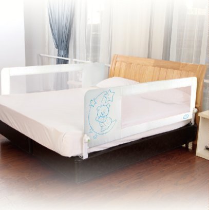 Barrera de cama nido para bebé, 180 cm. Modelo osito y luna beige. Barrera de seguridad.