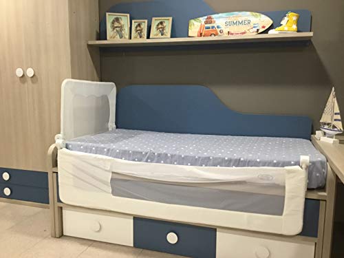 Barrera de cama para bebé, 90 x 66 cm. Modelo Blanco.Valido para piecero y cabecero
