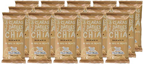 Barrita Energética 100% natural - Alta en proteínas - Almendras, Naranja y Chía (50g) - Pack Ahorro de 15 Barritas