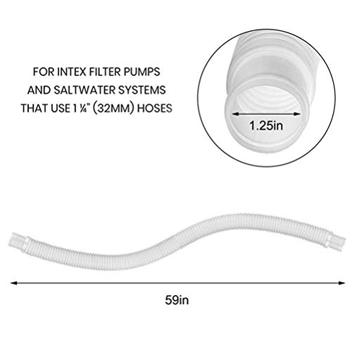 barsku Manguera De Piscina [Juego de 2] 1.25 x 59 Pulgadas de diámetro Accesorio Bomba de Piscina Manguera de Repuesto - Manguera de Bomba de Filtro con 4 Abrazaderas metálicas