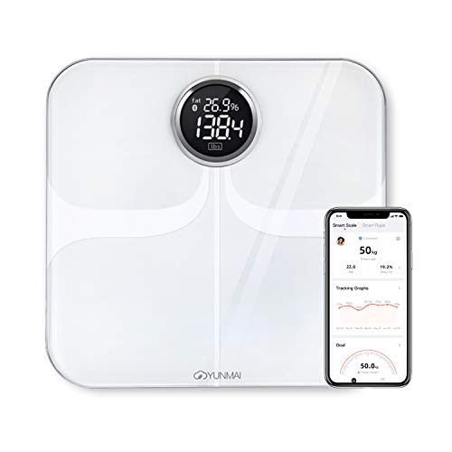 Báscula de Grasa Corporal y Muscular, YUNMAI Premium Báscula de Baño Digital e Inteligente de Precisión Bluetooth 4.0 App iOS y Android 10 Datos Corporales, Compatible con Apple Health, Google Fit