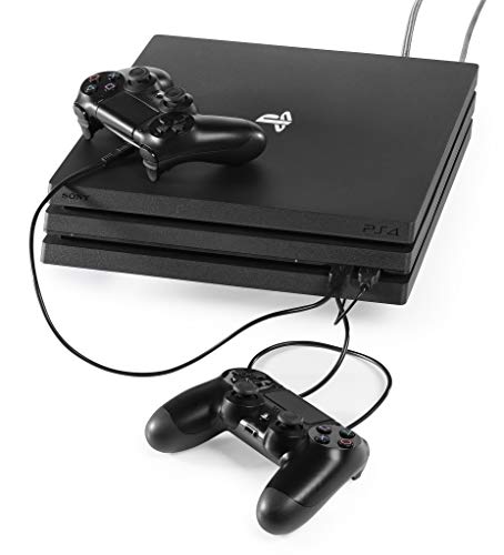 Base ventilación Consolas PlayStation y Xbox - Soporte Horizontal con Doble Ventilador para PS4, Slim y Pro, PS3, Xbox One X, Xbox One S, Xbox 360 - Incluye Cable de Carga para Mandos - Negro