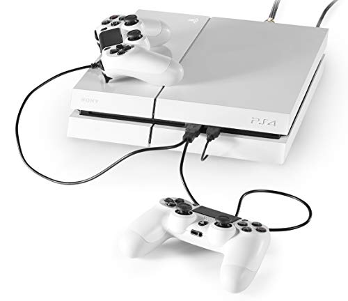 Base ventilación Consolas PlayStation y Xbox - Soporte Horizontal con Doble Ventilador para PS4, Slim y Pro, PS3, Xbox One X, Xbox One S, Xbox 360 - Incluye Cable de Carga para Mandos - Negro