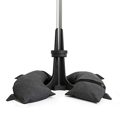 Baser Soporte para sombrilla con Sacos de Arena rellenables 30kg / 40kg / 50kg | Alternativa al Soporte de sombrilla de Granito con Ruedas | Recargable y con asa de Transporte (50kg, Gris Oscuro)