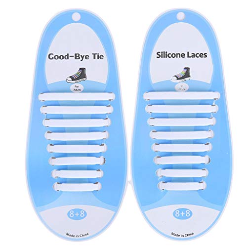BASSK - Encaje de silicona perezoso impermeable elástico sin lavado con cordones deportivos ocasionales para niños y adultos, 16 piezas a Talla única BASSK - Encaje de silicona perezoso impermeable elástico sin lavado con cordones deportivos ocasionales para niños y adultos, 16 piezas a Talla única