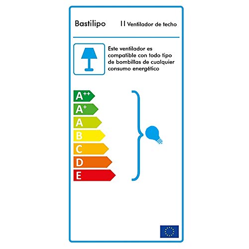 Bastilipo Caleta Ventilador de Techo con Luz E27, 60 W, Blanco, 75 x 32 cm Bastilipo Caleta Ventilador de Techo con Luz E27, 60 W, Blanco, 75 x 32 cm