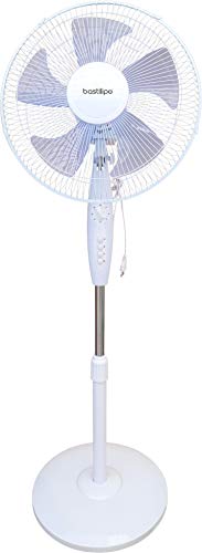 Bastilipo Tenerife Ventilador de Pie Redondo, 45 W, Plástico, 3 Velocidades, Blanco