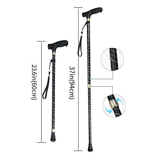 Baston para muje y hombre, OOCOME Baston anciano regulable 60-94CM Bastón de Caminar Bastónes adulto altura regulables aluminio baston con luz LED muletas bastón soporta 115kg Baston para muje y hombre, OOCOME Baston anciano regulable 60-94CM Bastón de Caminar Bastónes adulto altura regulables aluminio baston con luz LED muletas bastón soporta 115kg