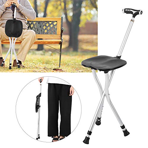 Bastón plegable, bastón Silla Combo Trípode Taburete Bastón plegable con asiento Bastón ajustable para ancianos con luz LED para ancianos Bastón plegable, bastón Silla Combo Trípode Taburete Bastón plegable con asiento Bastón ajustable para ancianos con luz LED para ancianos