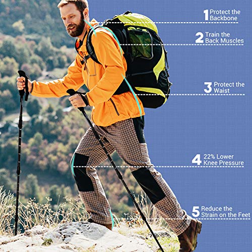 Bastones de Senderismo, Oxford Street Bastones de Trekking Estirables 2pcs Bastones de Senderismo Telescópicos de Acero de Tungsteno Duro y EVA con Sistema antichoque y Bloqueo rápido, Ajustable Bastones de Senderismo, Oxford Street Bastones de Trekking Estirables 2pcs Bastones de Senderismo Telescópicos de Acero de Tungsteno Duro y EVA con Sistema antichoque y Bloqueo rápido, Ajustable