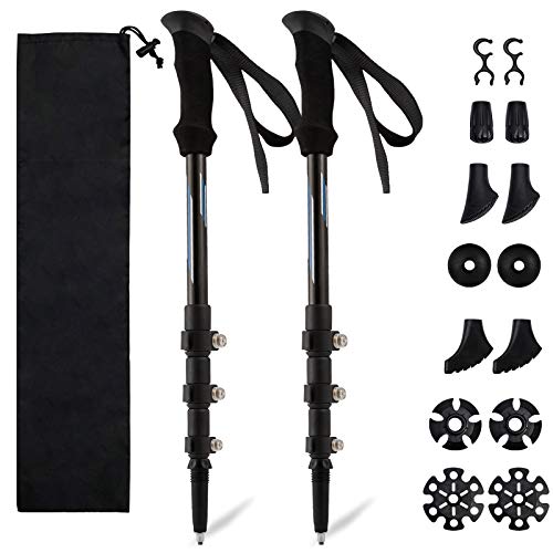 Bastones de Senderismo, Oxford Street Bastones de Trekking Estirables 2pcs Bastones de Senderismo Telescópicos de Acero de Tungsteno Duro y EVA con Sistema antichoque y Bloqueo rápido, Ajustable Bastones de Senderismo, Oxford Street Bastones de Trekking Estirables 2pcs Bastones de Senderismo Telescópicos de Acero de Tungsteno Duro y EVA con Sistema antichoque y Bloqueo rápido, Ajustable