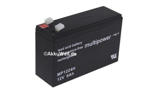 Batería de GEL de plomo Multipower mp1224h AGM Batería 12 V 6 Ah 6,3 mm Alta corriente Accu Batería de GEL de plomo Multipower mp1224h AGM Batería 12 V 6 Ah 6,3 mm Alta corriente Accu