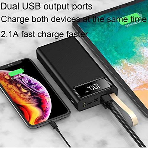 Batería Externa 30000Mah, Alta Capacidad Carga Rápida Power Bank Cargador Portátil, Bateria Portatil para Movil con Pantalla LED, 2 Salida & 3 Entrada para iPhone, Samsung, Huawei Y Más,Negro