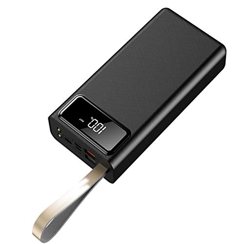 Batería Externa 30000Mah, Alta Capacidad Carga Rápida Power Bank Cargador Portátil, Bateria Portatil para Movil con Pantalla LED, 2 Salida & 3 Entrada para iPhone, Samsung, Huawei Y Más,Negro