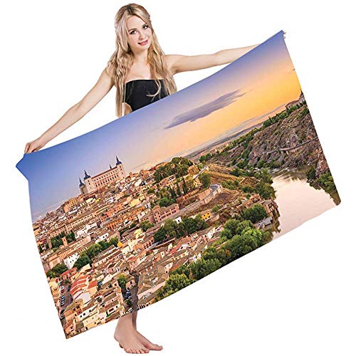 Bath Towels Wanderlust Toledo España Ciudad Vieja sobre El Río Tajo Castillo En El Centro Arquitectura Arquitectura Yoga Nadar Golf Cabello Toalla De Mano Toalla De Playa Toallas De Baño Absorc