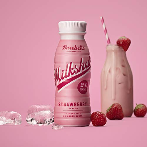 Batido de proteínas Barebells sabor fresa (8 Botellas x 330 ml), alto contenido de proteínas. Sin azúcares añadidos y sin lactosa, 24 g de proteínas. Delicioso sabor cremoso