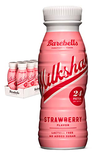 Batido de proteínas Barebells sabor fresa (8 Botellas x 330 ml), alto contenido de proteínas. Sin azúcares añadidos y sin lactosa, 24 g de proteínas. Delicioso sabor cremoso