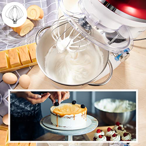 Batidora Amasadora, Freihafen Amasadora para Repostería (1400 W, 6 Velocidades, con Bol de Acero inoxidable de 5,5 L, Amasador, Batidor, Varillas y Protección para Salpicaduras) Rojo/Blanco Batidora Amasadora, Freihafen Amasadora para Repostería (1400 W, 6 Velocidades, con Bol de Acero inoxidable de 5,5 L, Amasador, Batidor, Varillas y Protección para Salpicaduras) Rojo/Blanco