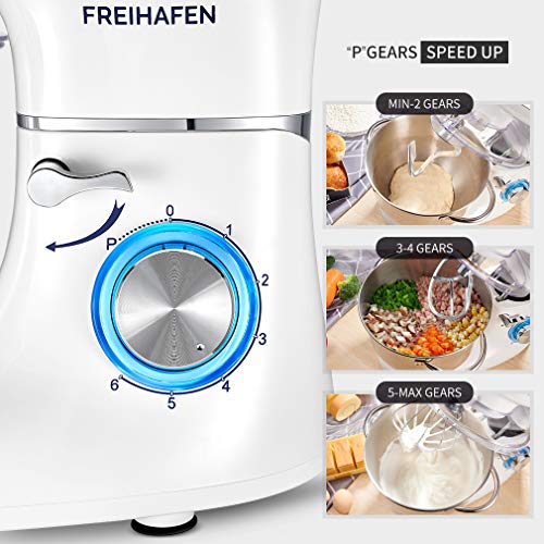Batidora Amasadora, Freihafen Amasadora para Repostería (1400 W, 6 Velocidades, con Bol de Acero inoxidable de 5,5 L, Amasador, Batidor, Varillas y Protección para Salpicaduras) Rojo/Blanco Batidora Amasadora, Freihafen Amasadora para Repostería (1400 W, 6 Velocidades, con Bol de Acero inoxidable de 5,5 L, Amasador, Batidor, Varillas y Protección para Salpicaduras) Rojo/Blanco